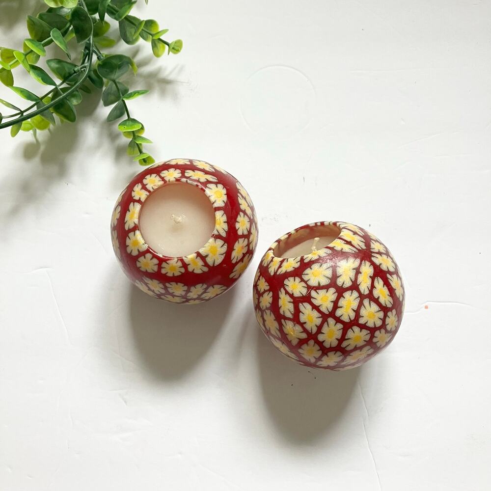 Vintage Moonlite Round Red Cream Candles
